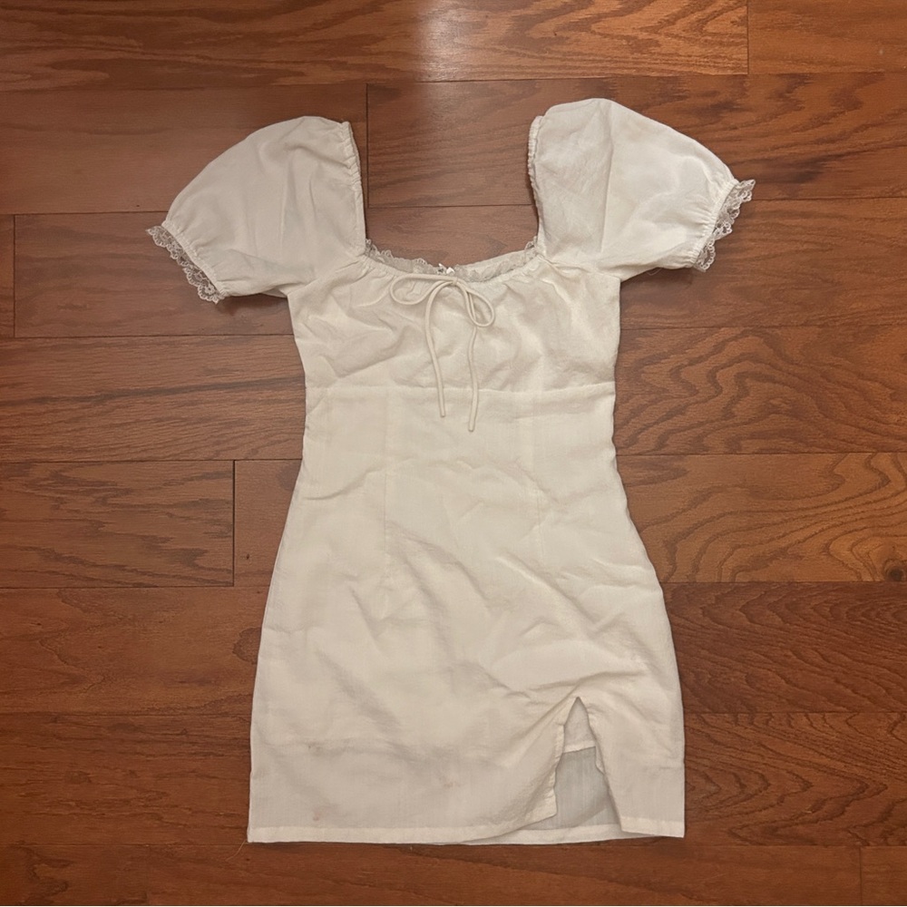 Princess Polly White Mini Puff Sleeve Dress